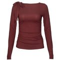 Long Sleeve Belted Top With Gathered Design