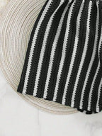 Retro Striped 3 Pieces Knitted Mesh String Bikini Set Swimsuit