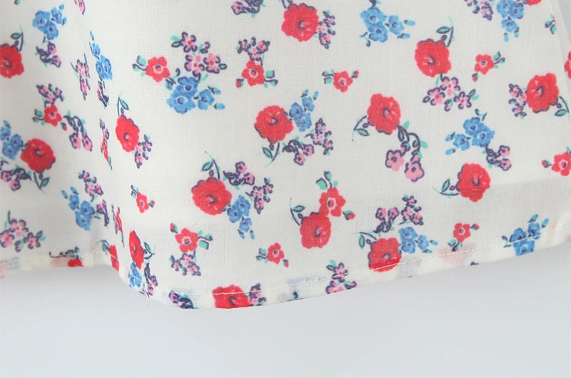 Women Fashion Sweet Floral Print Chic Halter Neck Cami Mini Y2K Embroidery Backless Dress