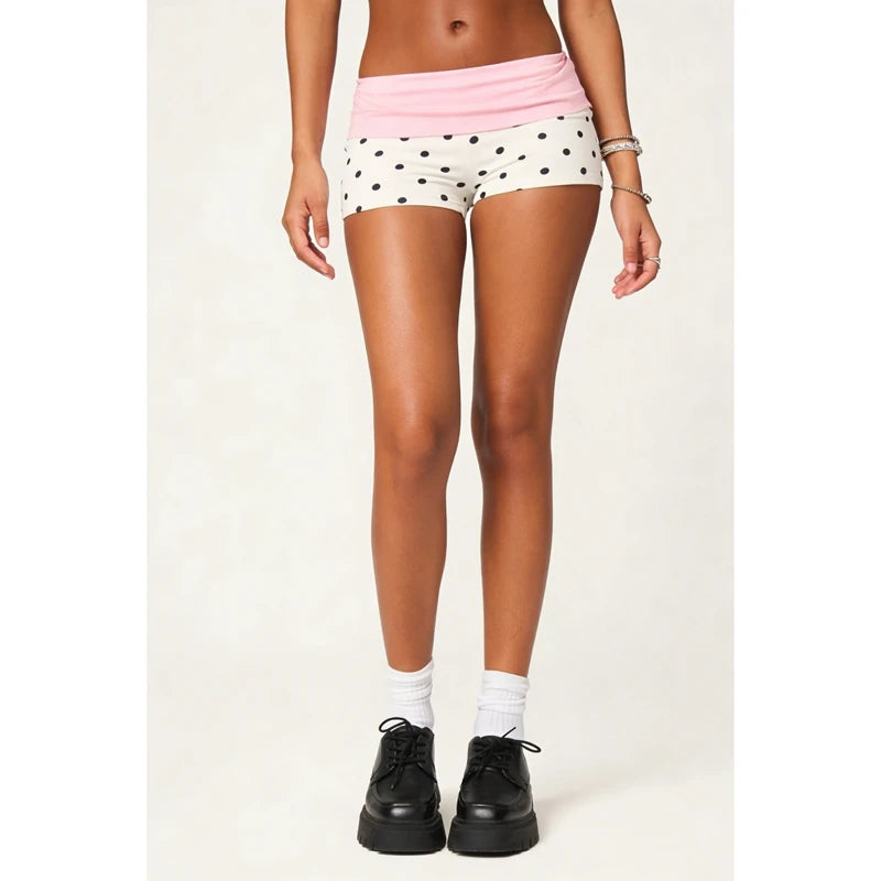 Fold Over Lounge Shorts For Women Elastic Waist Soft Comfort With Y2K Vibe