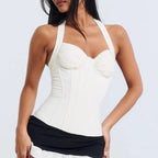 Square Neck And Lace Up Detail Sleeveless Tunic Top