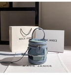 Denim Tassel Cylinder Bag For Women With Shoulder Messenger Style