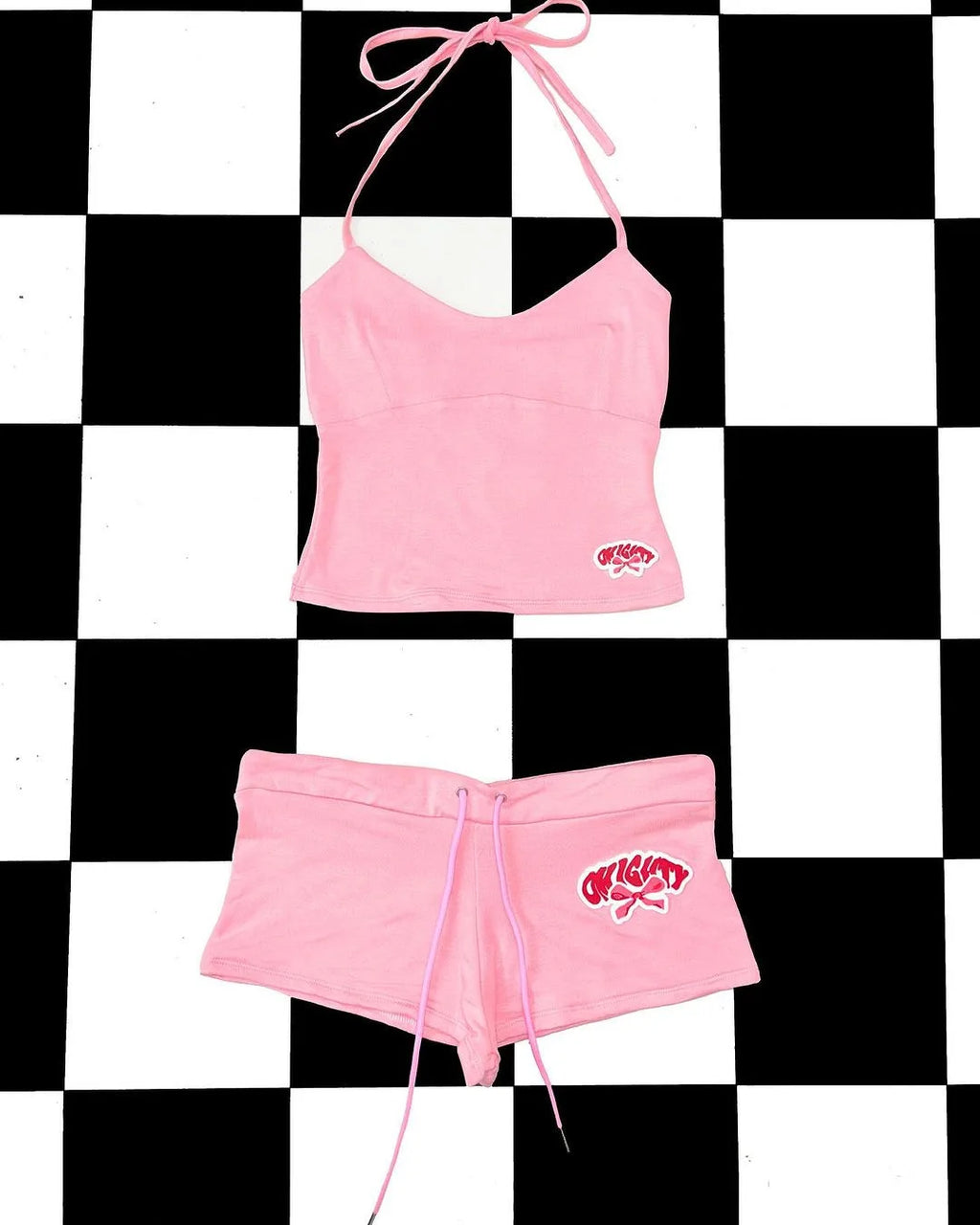 Graphic Letter Print Crop Top With Shorts Grunge Streetwear Vibe
