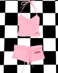 Graphic Letter Print Crop Top With Shorts Grunge Streetwear Vibe