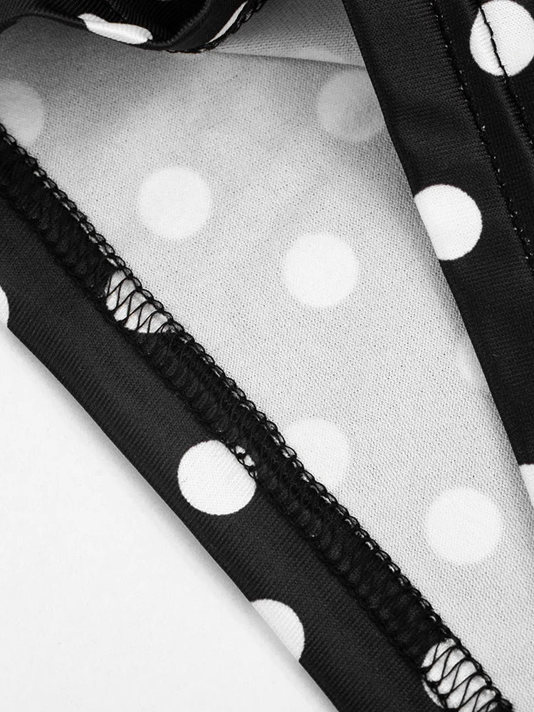 Polka Dot Playsuit With Tassel Details Sleeveless Low-Neck
