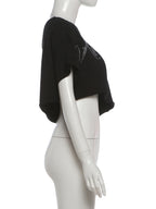 Shimmering Letter Rhinestone Tee Off Shoulder Top With Skew Collar