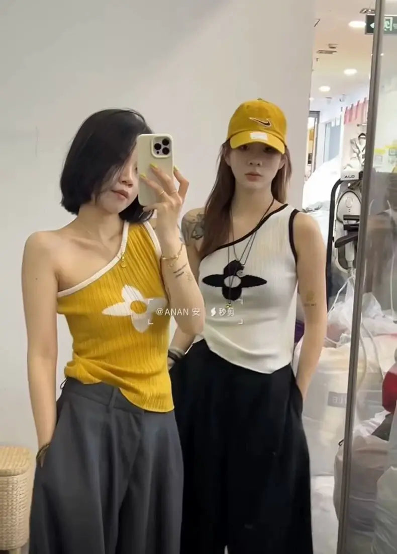Dreamy Patchwork Camisole With Skew Collar