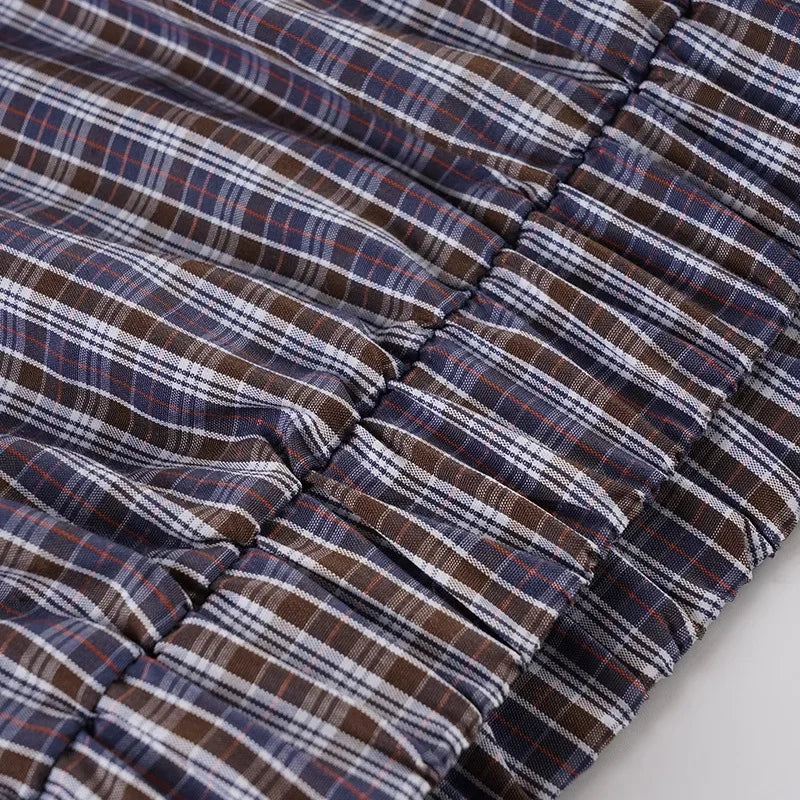Plaid Streetwear Set With Cropped Shirt And Mini Skirt