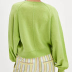 Vintage Long Sleeve O-neck Pullover Sweaters Preppy Solid Button Loose Fits Knitwear
