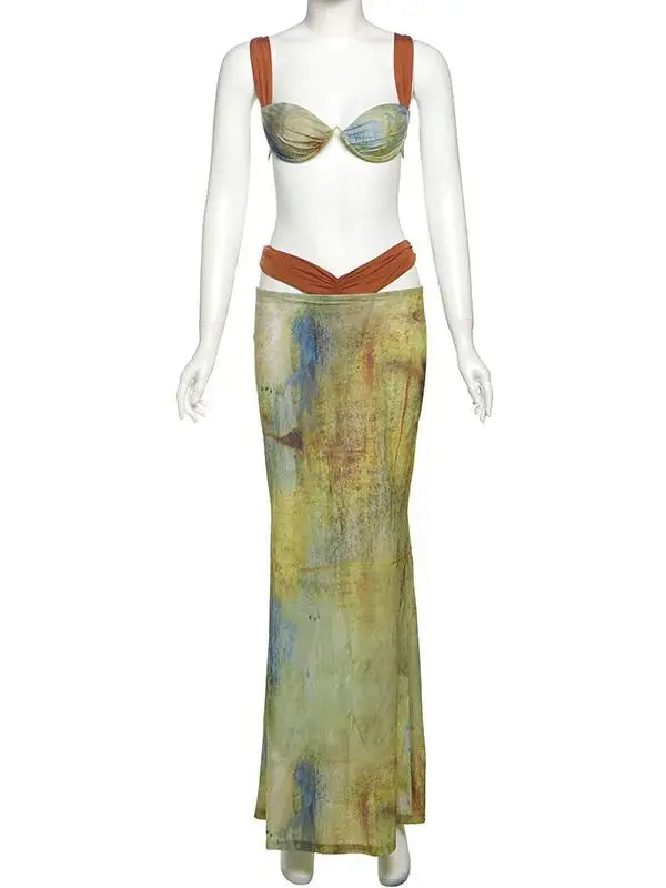 Goddess Skirt Set With Crop Top