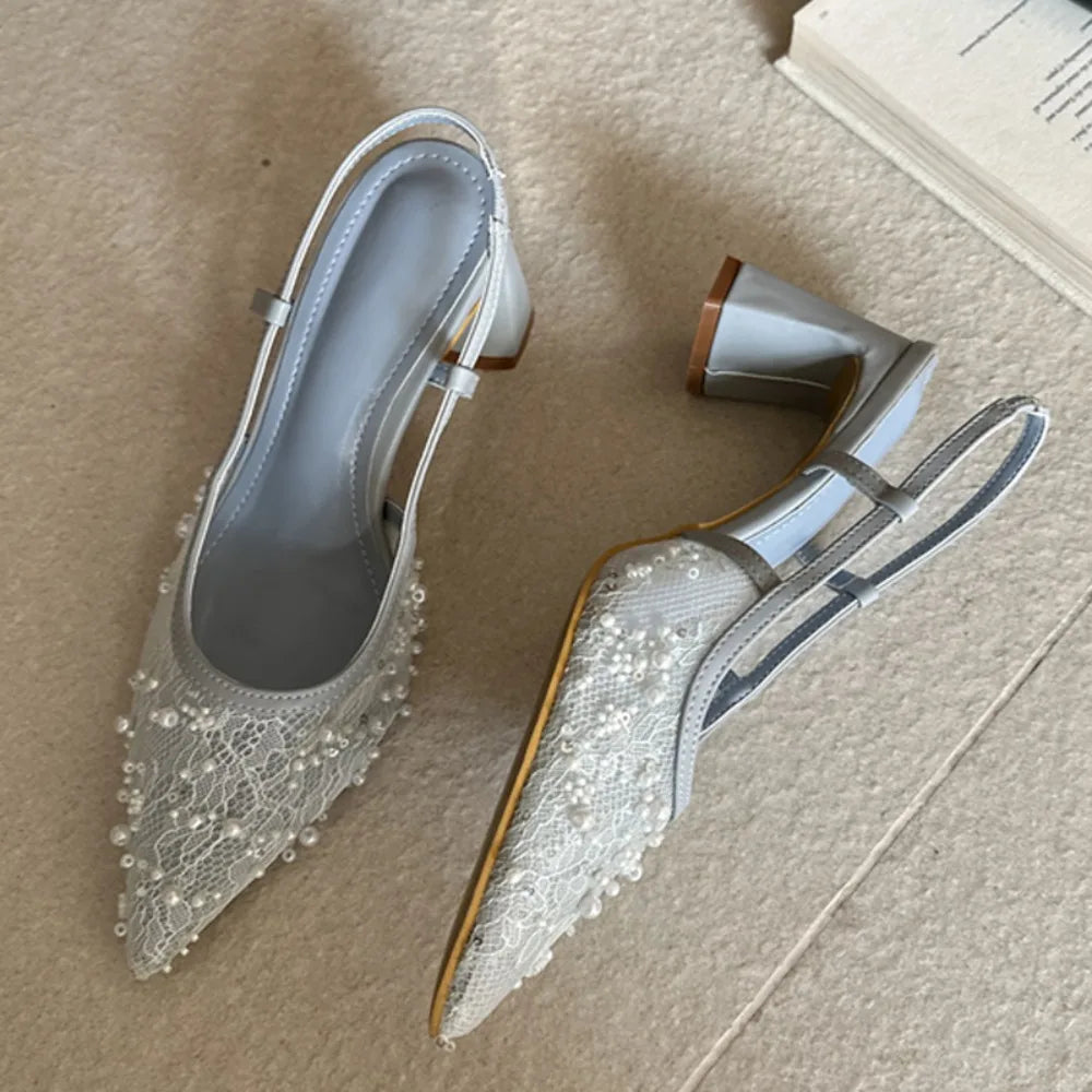 Chic Pointed Toe Slingback Pumps With Breathable Mesh