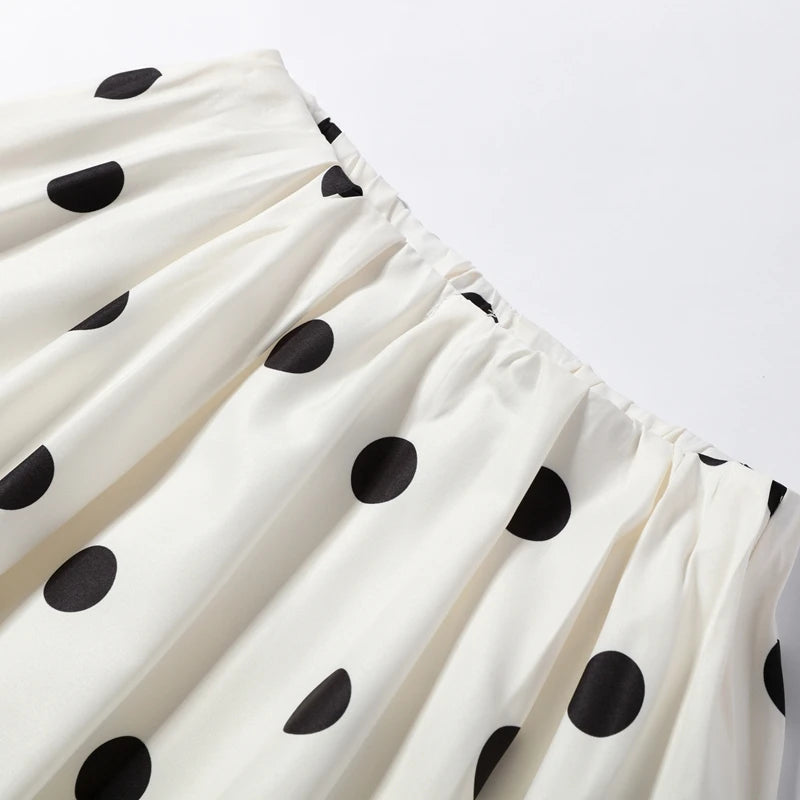 Fashion Women's Lady Suit Halter A-line Tops Bud Loose Skirt Polka Dot Set