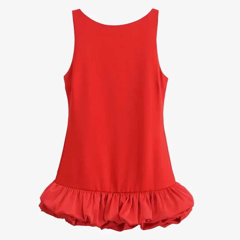 Backless Ruffle Mini Dress Sleeveless Bodycon Party Outfit