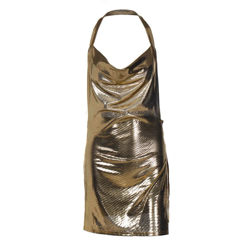 Sequin Backless Party Dress With Hanging Neck