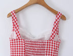 Red Plaid Corset Camis Lace Trim Bow Detail Bustier Sexy Top