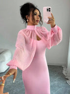 Elegant Mermaid Gown Beaded Body-con Slip Dress