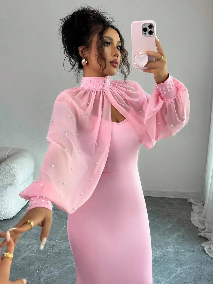 Elegant Mermaid Gown Beaded Body-con Slip Dress