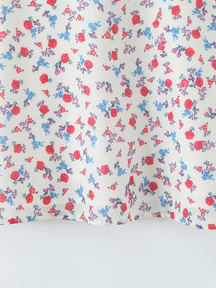 Women Fashion Sweet Floral Print Chic Halter Neck Cami Mini Y2K Embroidery Backless Dress