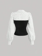 Elegant Striped Spliced Shirt