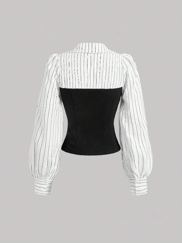 Elegant Striped Spliced Shirt