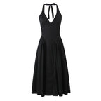 Backless Halter Midi Dress For Women Elegant A Line