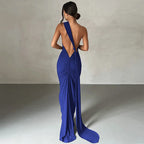 One Shoulder Backless Ruched Dress