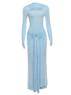 Ruched Maxi Dress For Women Chic Bodycon With Long Sleeves