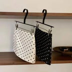 Satin Polka Dot A-Line Skirt Low Waist