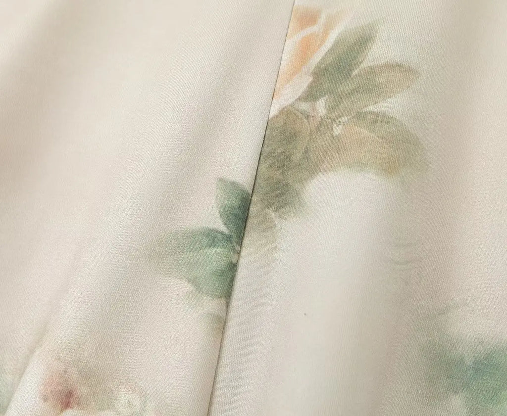Women Vintage Floral Print Knit High Stretch Sling Mini Dress