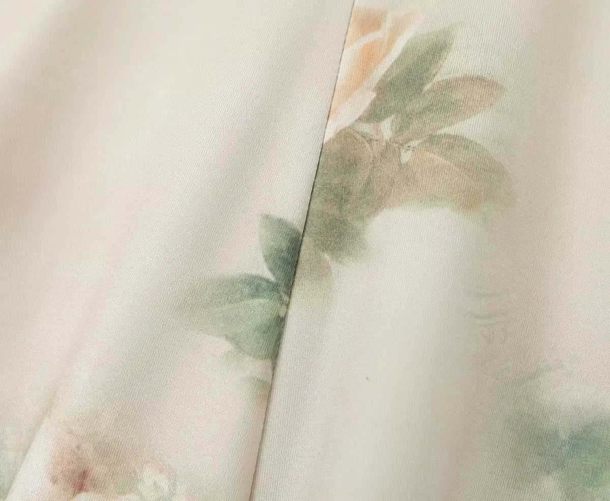 Women Vintage Floral Print Knit High Stretch Sling Mini Dress