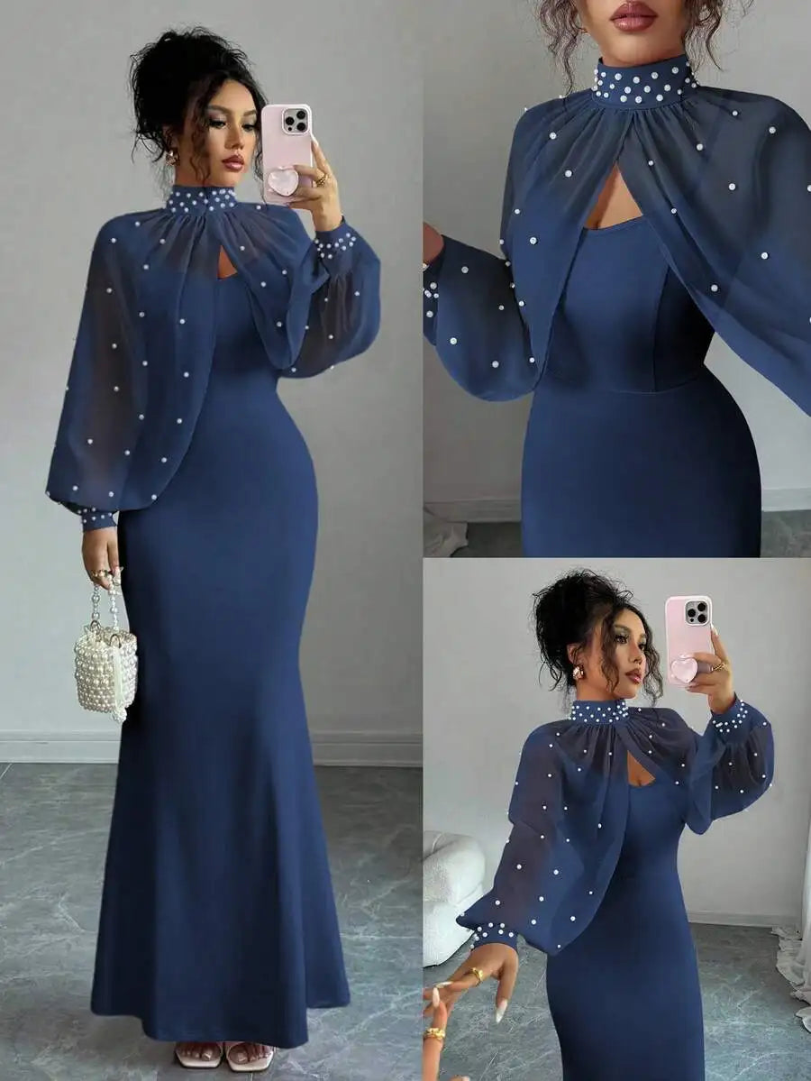 Elegant Mermaid Gown Beaded Body-con Slip Dress