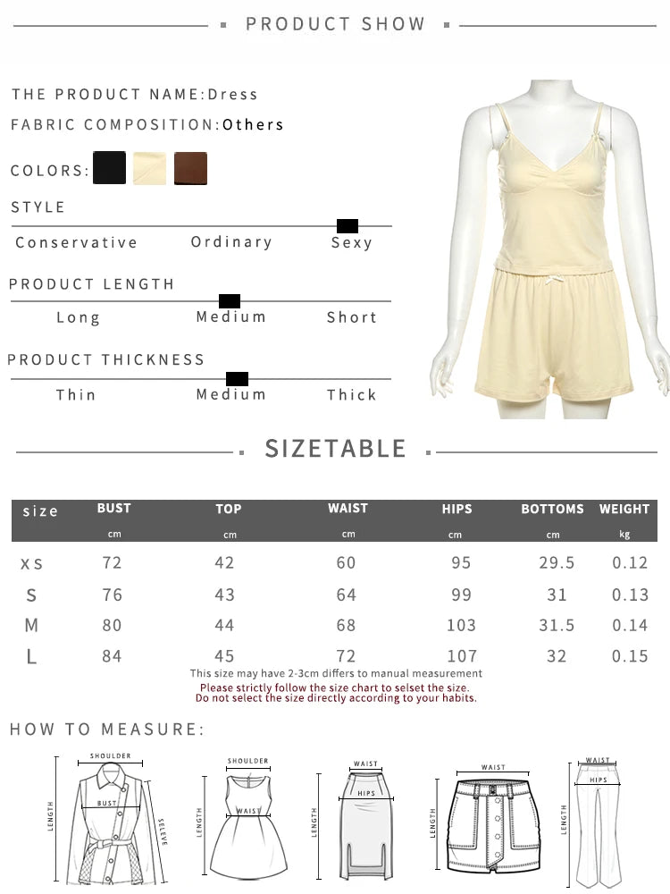 Sexy Bow 2-Piece Set Women Low Chest Backless Camisole+Shorts