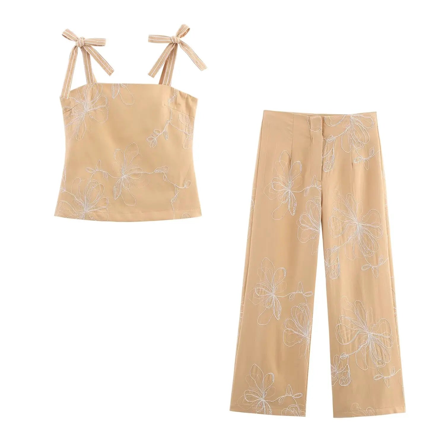 Cotton Two Piece Set For Women With Vest And Ankle Length Trousers