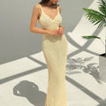 Elegant Backless Knitted Slip Sexy Hollow Out Slim-Fitting Style Dress