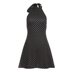 Polka Dot Halter Dress For Women Backless Mini