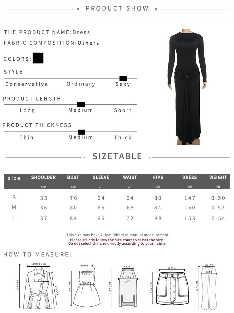 Ruched Maxi Dress For Women Chic Bodycon With Long Sleeves