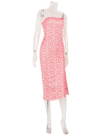 Heart Print Strapless Hip Wrap Sheath Dress