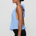 Halter Neck Crop Top With Tie Back Sleeveless Backless Camisole