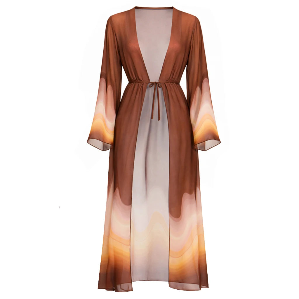 Halter Bikini Set With Long Skirt Cover Up