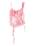 Vintage Print Asymmetrical Mesh Slim Backless Camisole