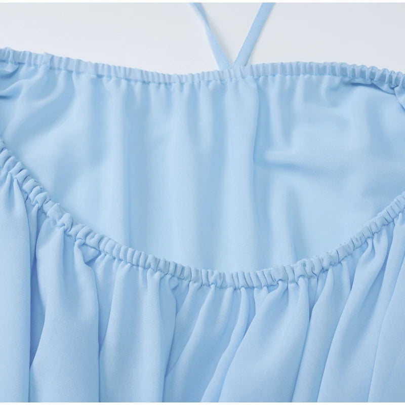Halter Ruffles Dress Strapless Sleeveless Backless