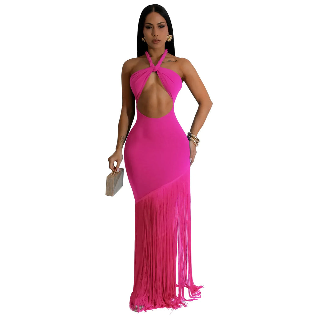 Maxi Dress Women Sleeveless Tassel Detail