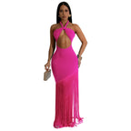Maxi Dress Women Sleeveless Tassel Detail