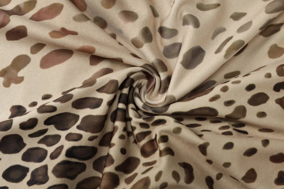Leopard Print Halter Maxi Dress With Backless Silhouette Embellished Bandage Style