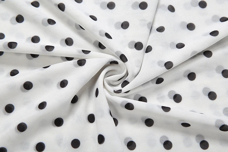 Polka Dot Sling Dress With Backless V Neck Sleek Sheath