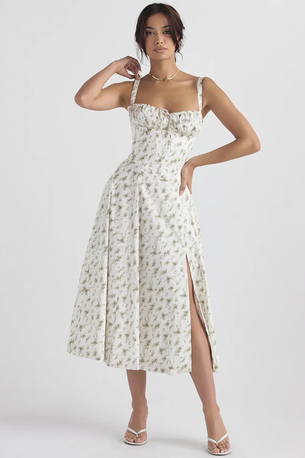 Spaghetti Strap Maxi Dress With Wrap Bow Lace Up Front Elegant Long Gown