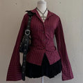 Vintage Gothic Punk Striped Blouse