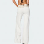 Crochet Knit Pants With Wide Leg And Elastic Waist Hollow Out
