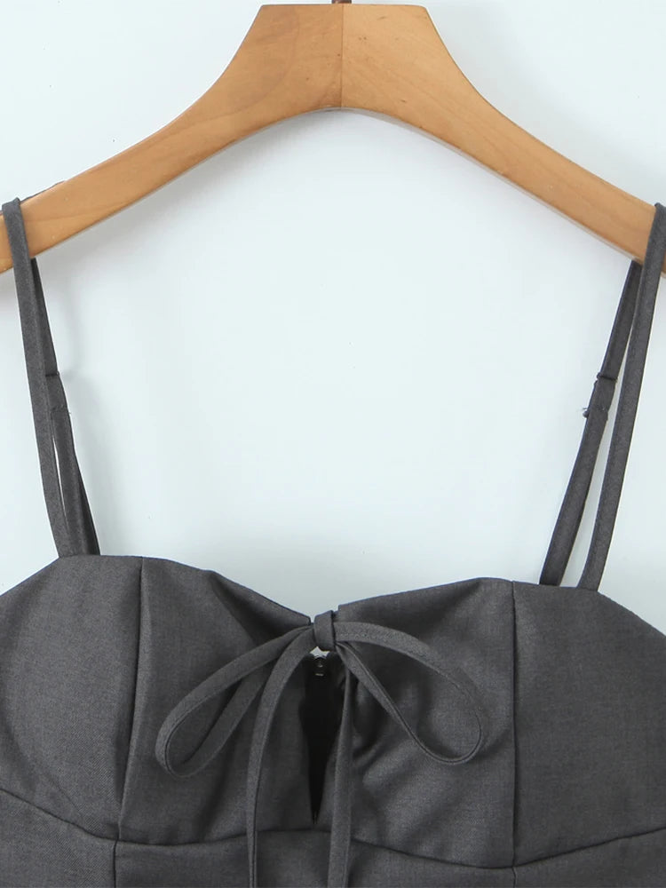 Vintage Square Collar Hollow Out Sleeeveless Cropped Top