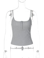Square Collar Backless Single Breasted Ruffles Camisole